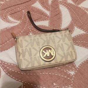 Michael Kors Beige Monogram Wristlet